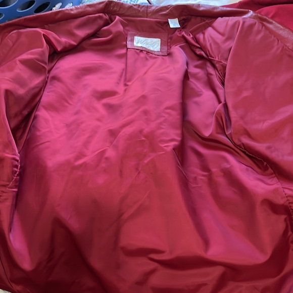 LORD & TAYLOR Vintage Size 8 Red Leather Open Coat - Picture 11 of 14